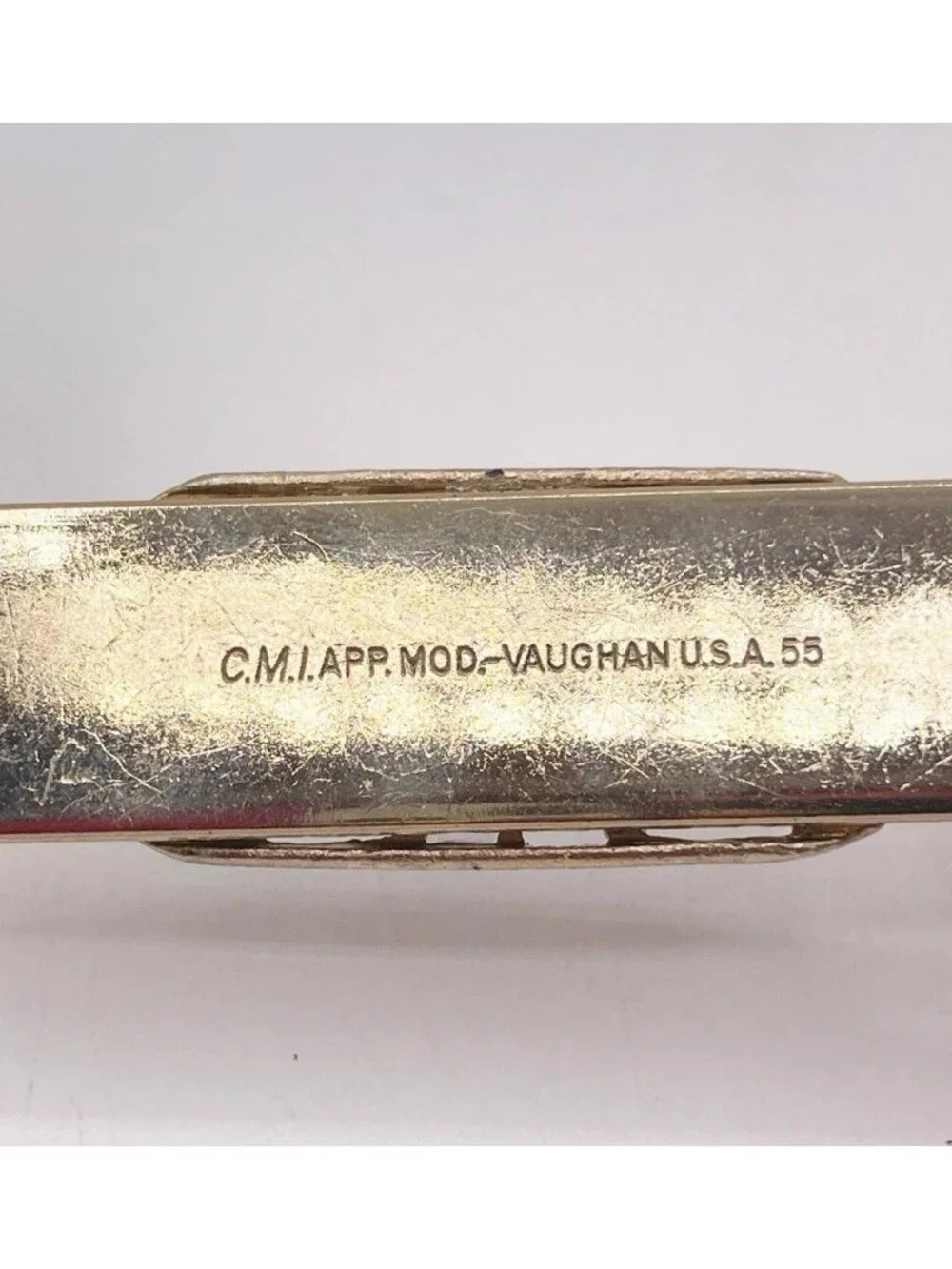 Vintage Vaughan USA Gold Tone Bottle Opener Faux Pearl Rhinestone Bar Tool MCM